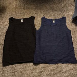 Lot of Two Ann Taylor Black and Navy Sleeveless Blouses Tank Tops
